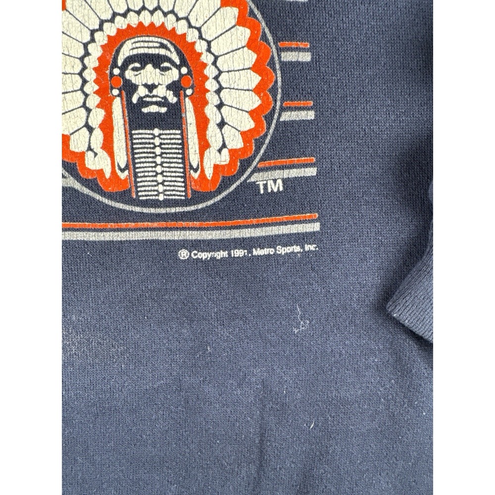 Vintage 90s Illinois Illini Sweatshirt NCAA College 1991 Navy Crewneck Mens L - Picture 5 of 13